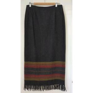 Jones New York Country Skirt 12 Blanket Boho Wool Fringe Wrap Maxi Southwestern
